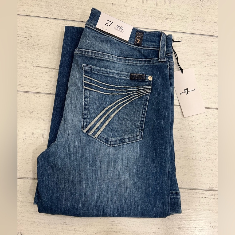 7 For All Mankind Dojo Original Jeans Trouser NWT Size 27 7FAMK Silver Stitching